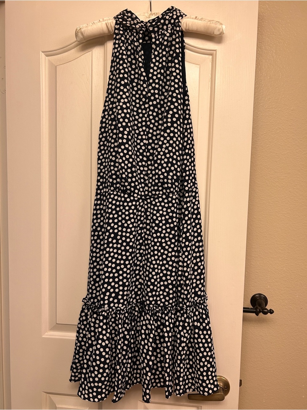 Betsey Johnson Black and White Polka Dot Halter Maxi Dress